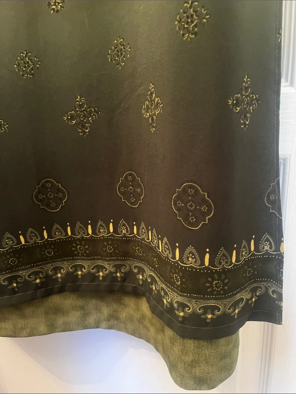 Vintage Olive Green Hippie Tank Maxi Dress with Side Ties and Ethnic Vibe - Picture 3 of 5